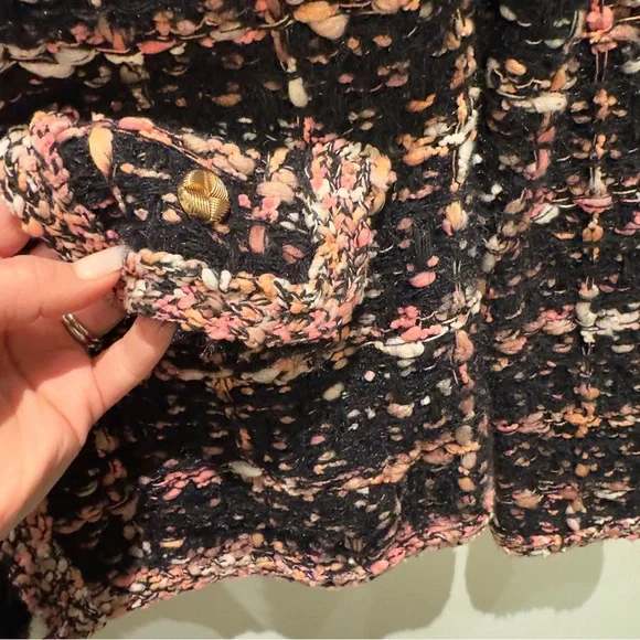 NWT- Sioni Black, Pink, Orange & White Tweed Cardigan Size Medium Women’s - Picture 8 of 11